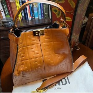 NEW LISTING!!!
Embossed Leather Shoulder Bag in Rich Tan